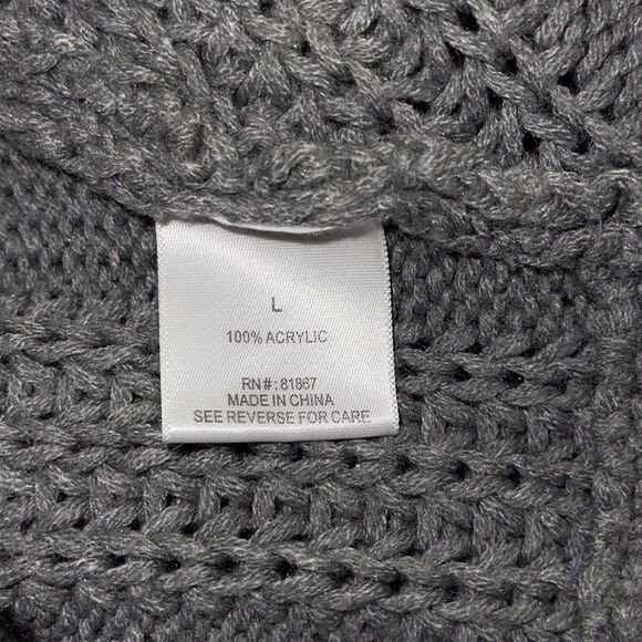 JJ❤️Basics Gray Large Bat Sleeves Sweater Knit Cardigan High-Low Open Front - Picture 5 of 5